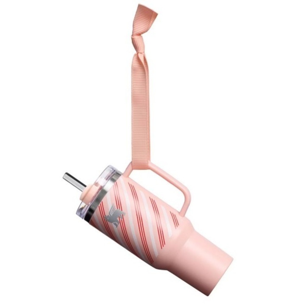 Stanley Quencher H2.0 Tumbler Ornament Keychain Strawberry Cream Twist‎ Striped